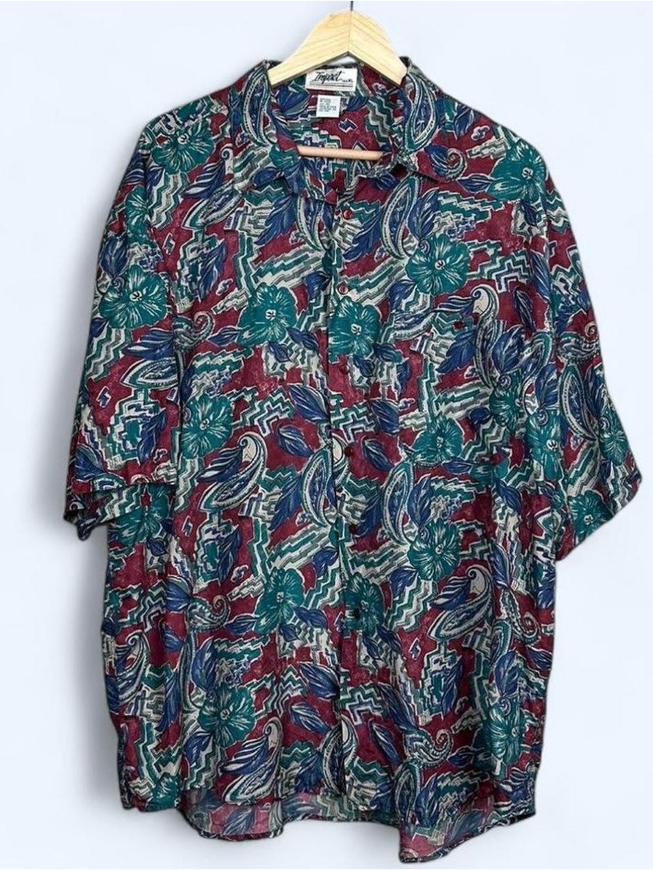 Impact Vintage Multicoloured Silk Button Up Shirt